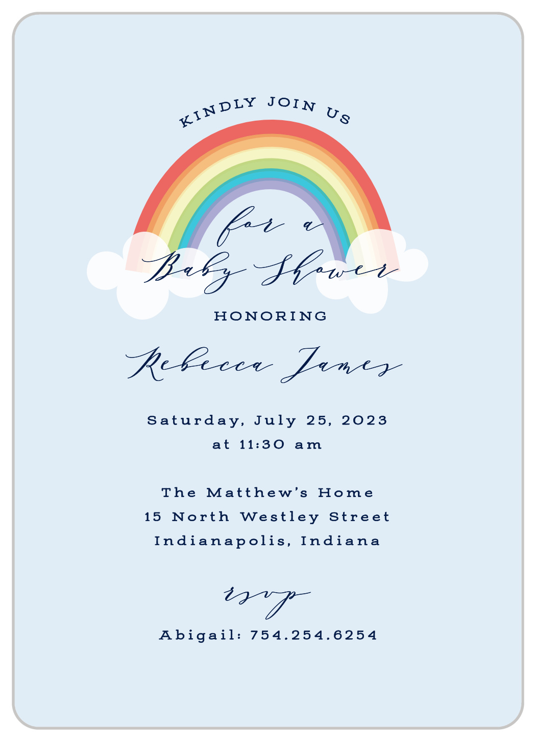 Colors of the Rainbow Baby Shower Invitations