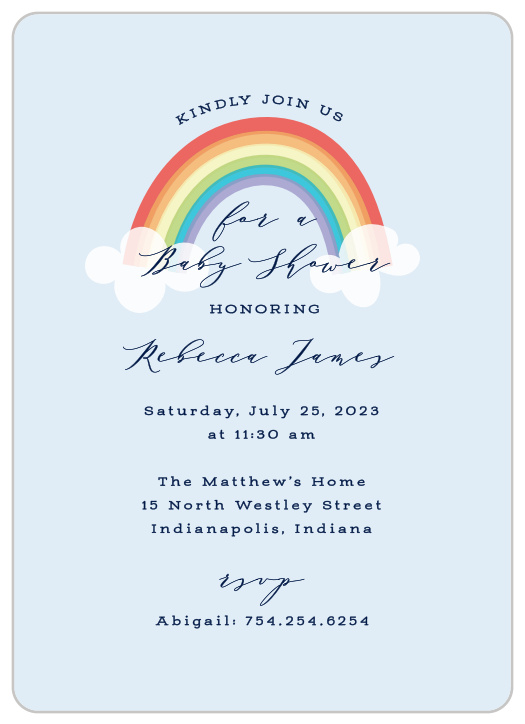 Invite guests to your magical event with the Color of the Rainbow Baby Shower Invitations.