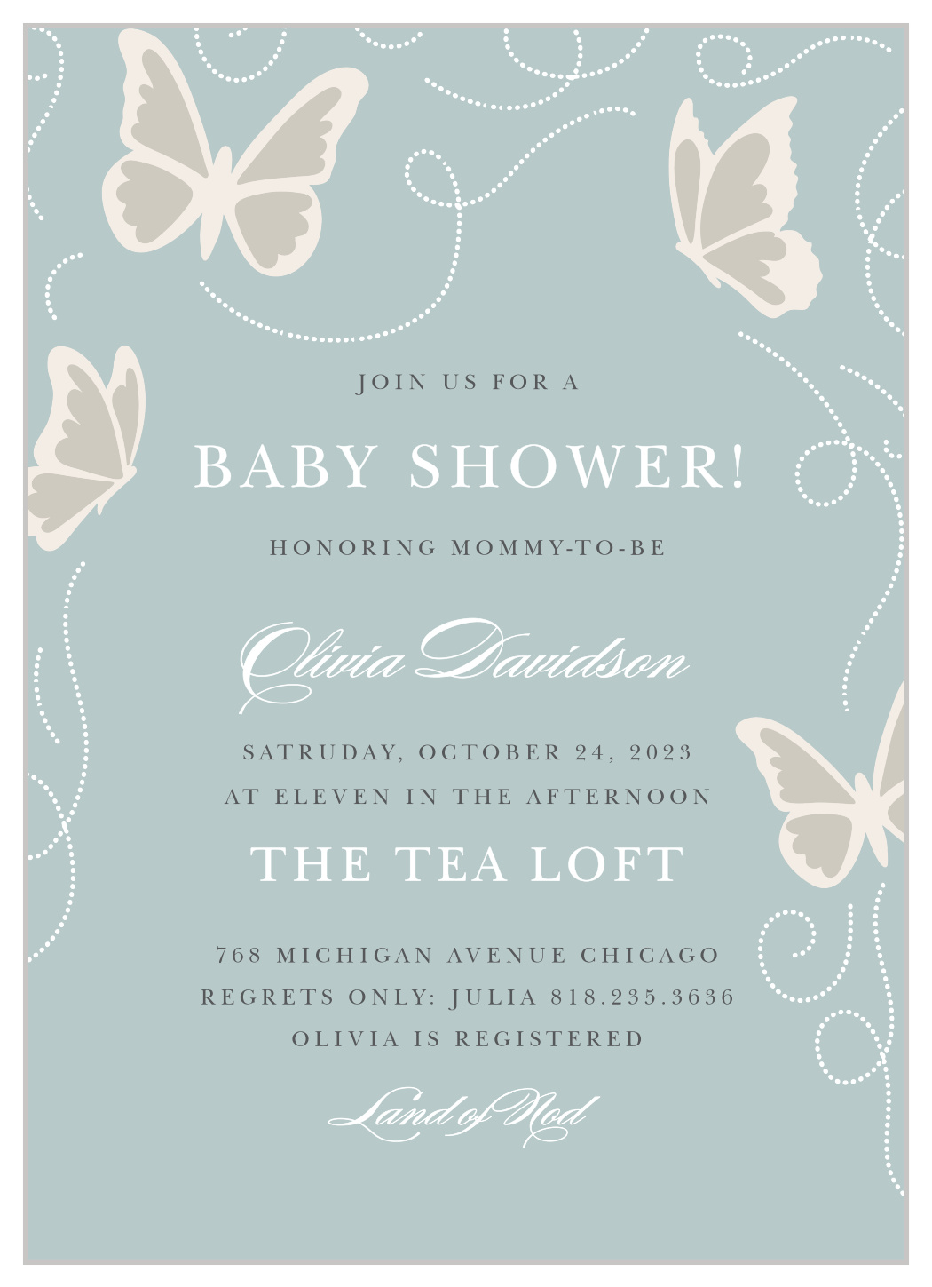 Beauteous Butterflies Baby Shower Invitations