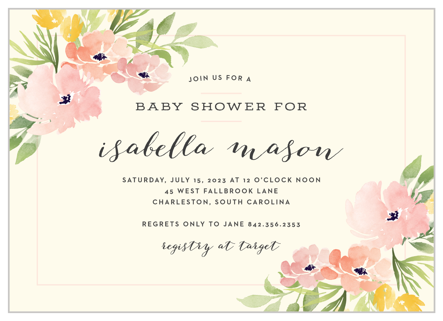 Pretty Poppies Baby Shower Invitations