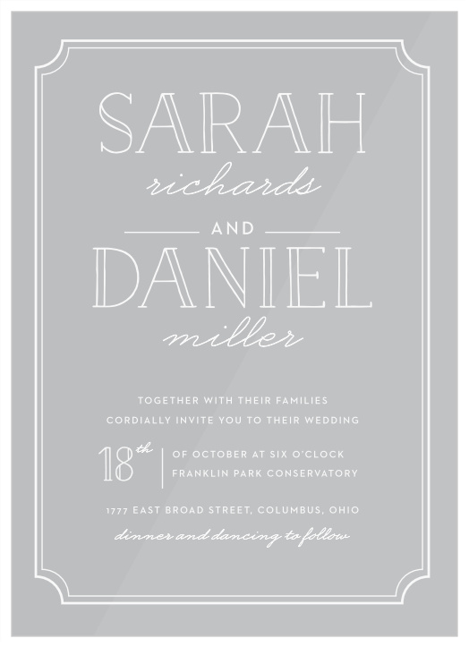 The charming simplicity of the Framed Type Clear Wedding Invitations is what makes these cards a fun yet classy choice for your event.
