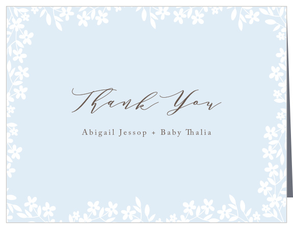 Spring flowers encircle your gratitude on the Baby Shower Thank You Cards.