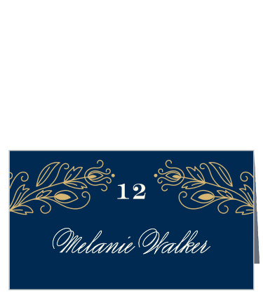 Stylized feathers accent your table number on the Peacock Flourish Foil Place Cards.
