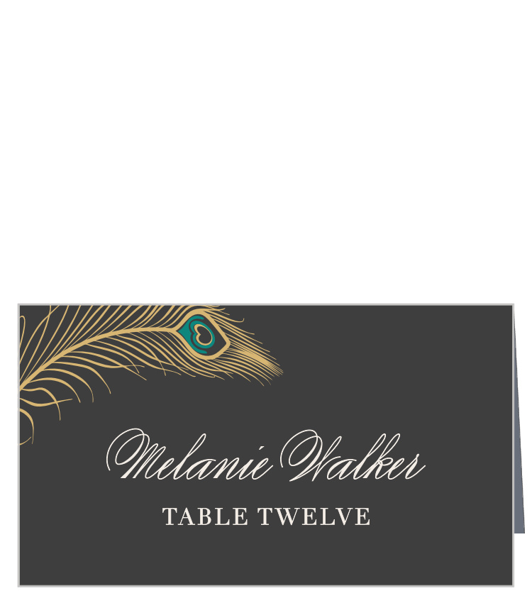 Peacock Feather Foil Place Cards