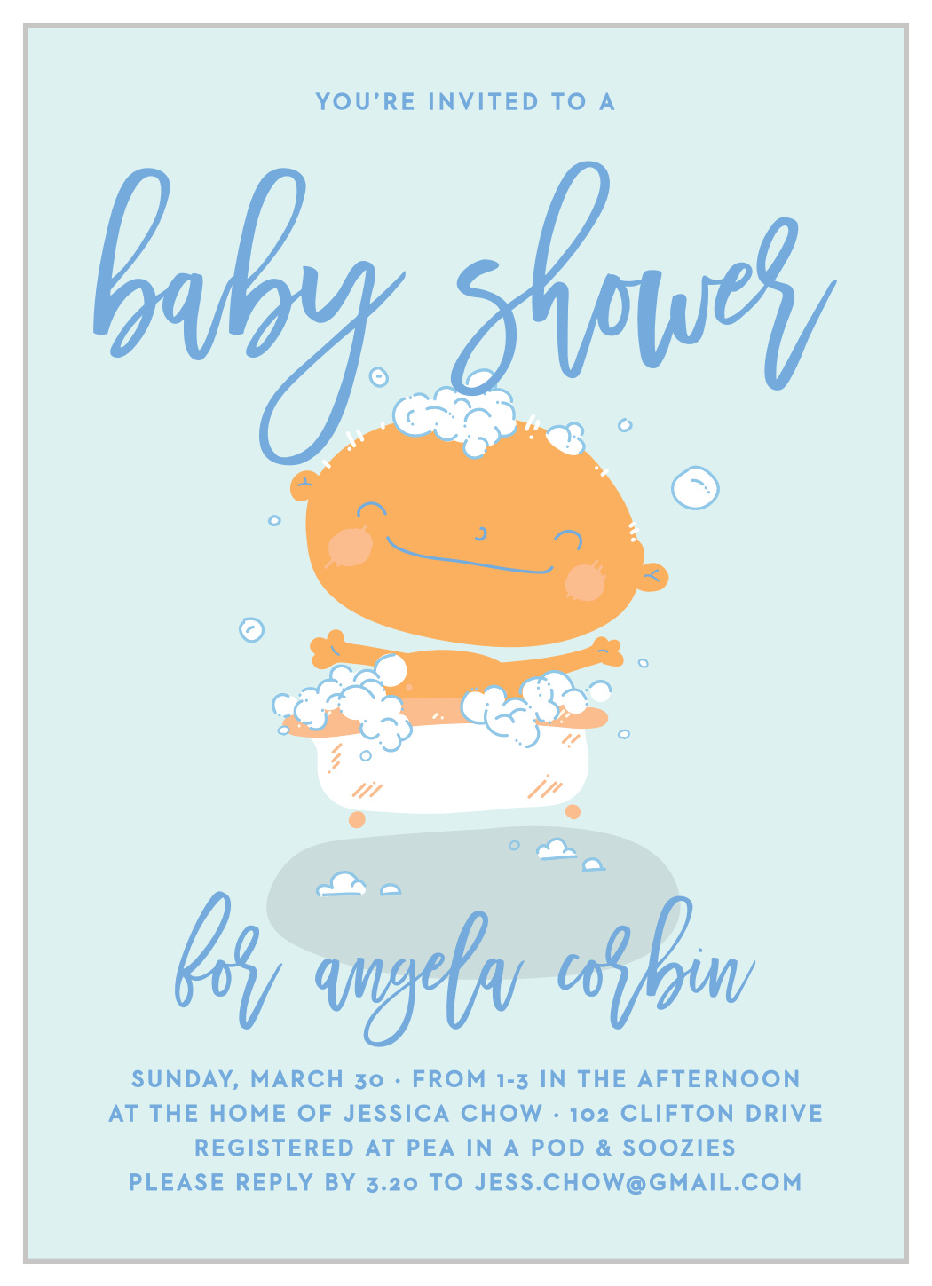 Scrub A Dub Baby Shower Invitations