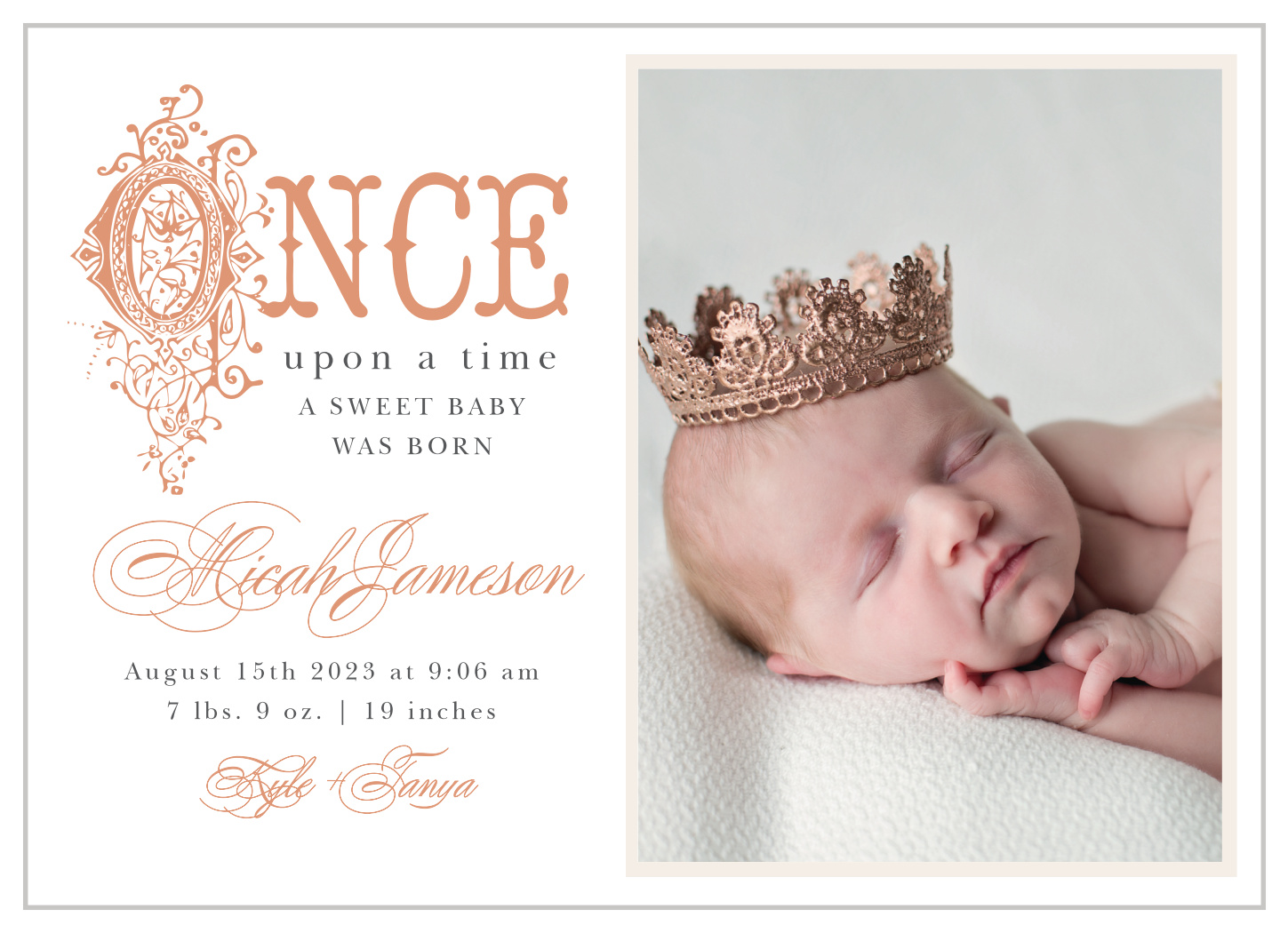 Once Upon A Time Foil Birth Announcements
