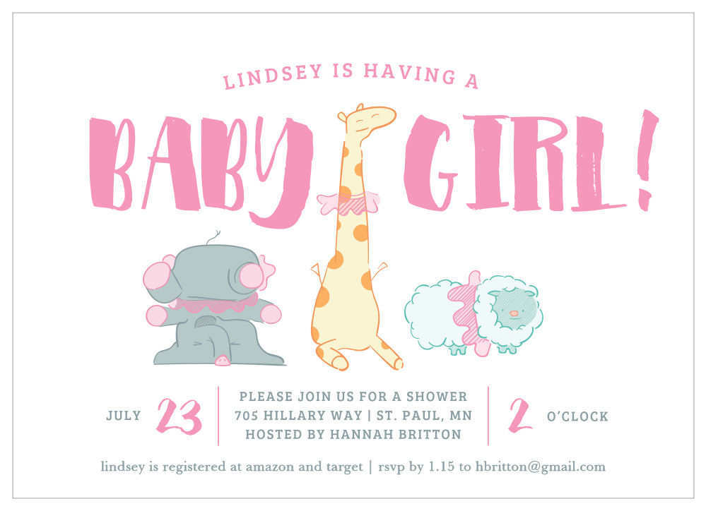 At the Zoo Baby Shower Invitations