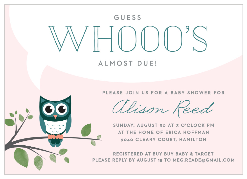 Night Owl Baby Shower Invitations