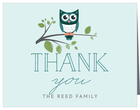 Thank friends and family for their gifts and well wishes with the Night Owl Thank You Cards.
