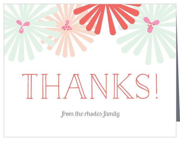 Retro-style flowers top the Spring Blooms Thank You Cards.