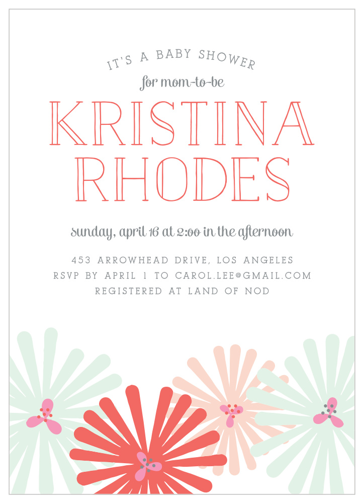 Spring Blooms Baby Shower Invitations