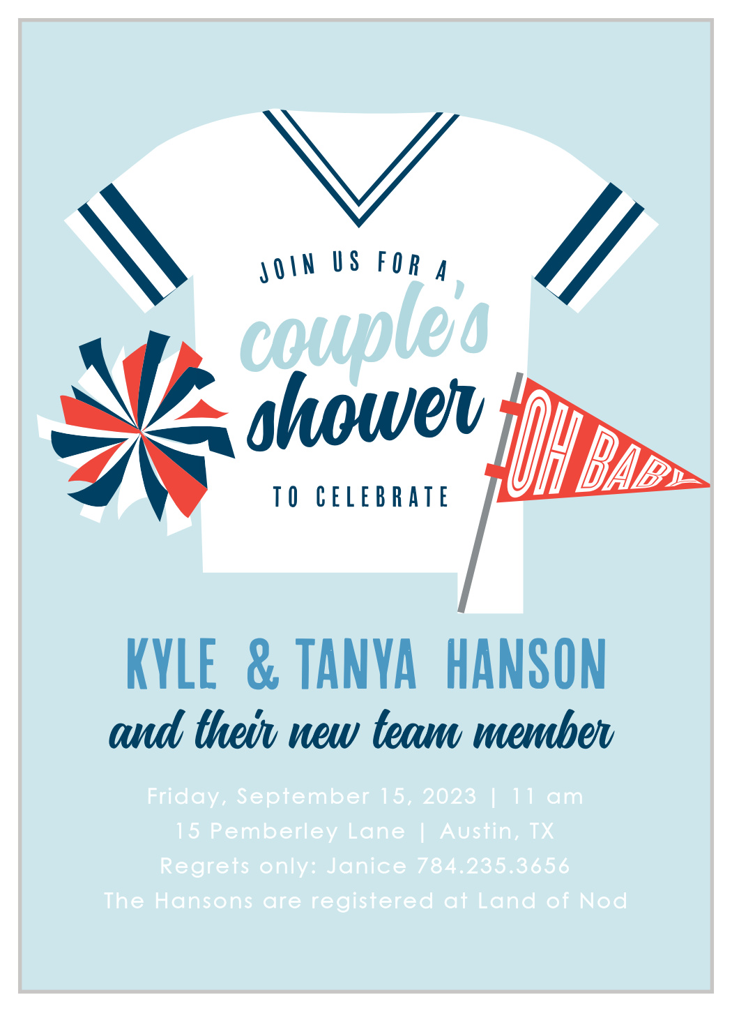 Go Team Baby Shower Invitations