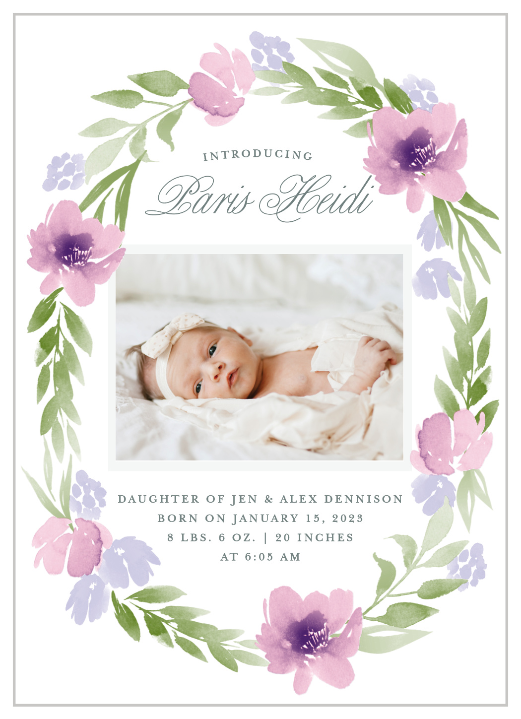 Floral Delight Birth Announcements