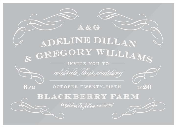 The beautiful Scrolled Frame Clear Wedding Invitations are elegant landscape cards.