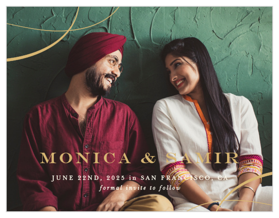 Family and friends are sure to pencil in your wedding date when they see the look of our Simple Scroll Save the Date Magnets.