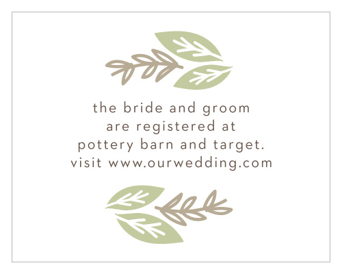 Direct guests to your wedding wish list and website using the Gardens Abound Registry Cards.