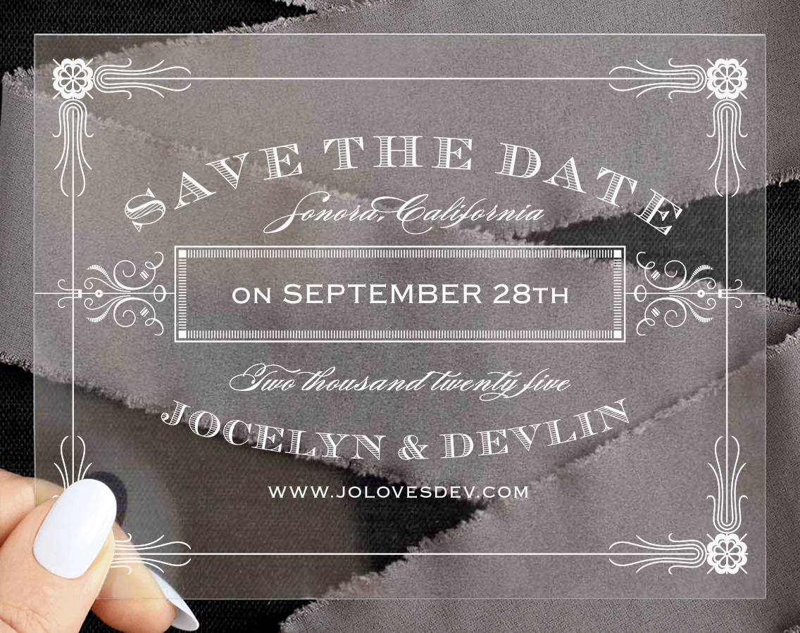 Antique Frame Clear Save the Date Cards