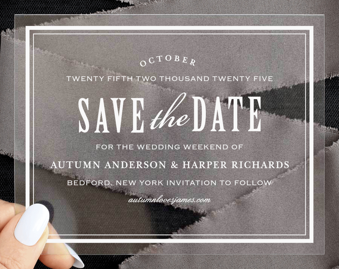 Antique Luxury Clear Save the Date Cards