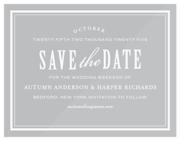 The Antique Luxury Clear Save-the-Date Cards announces your engagement in a unique way; they're printed on real transparent vinyl!