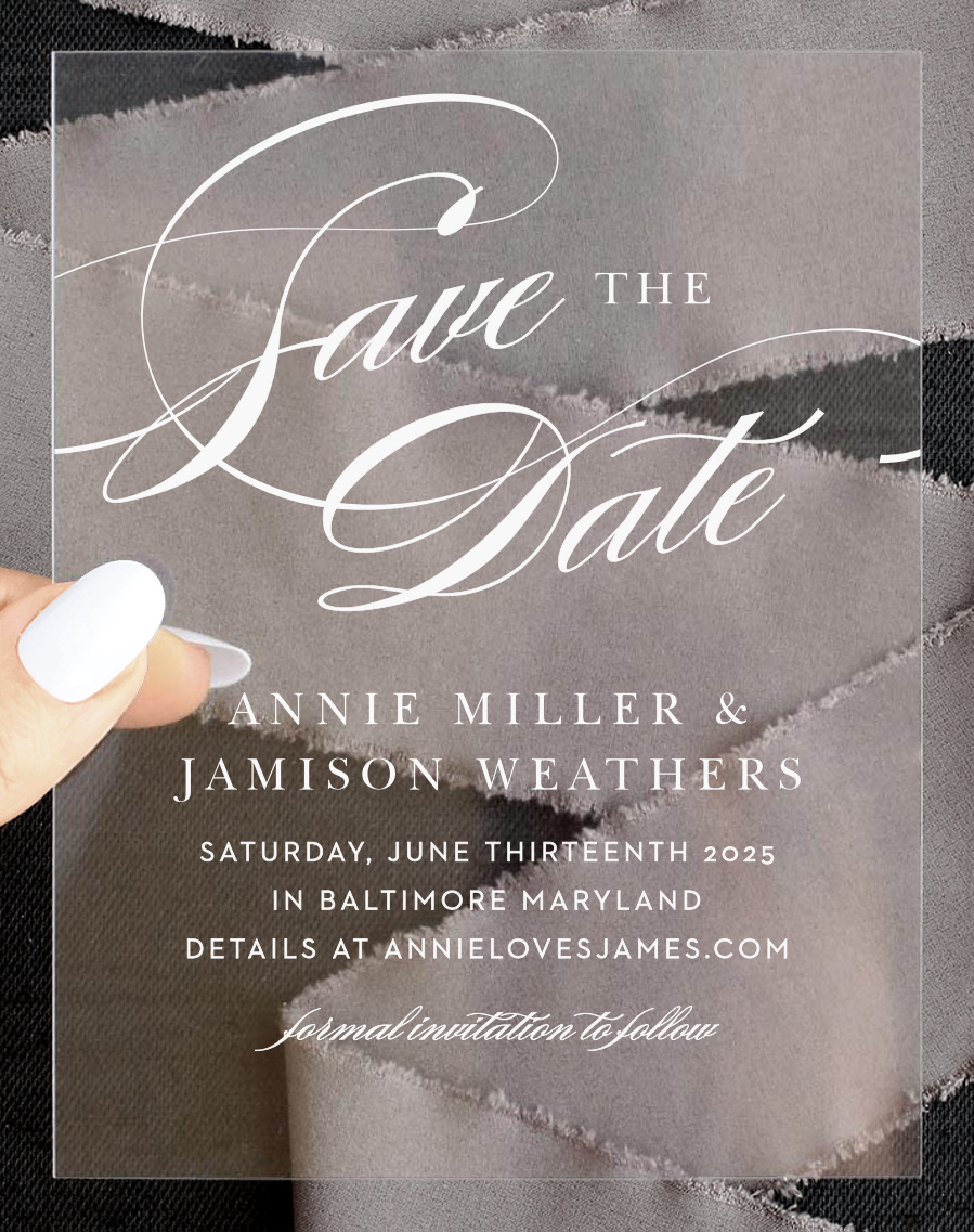 Simplicity Swirls Clear Save the Date Cards