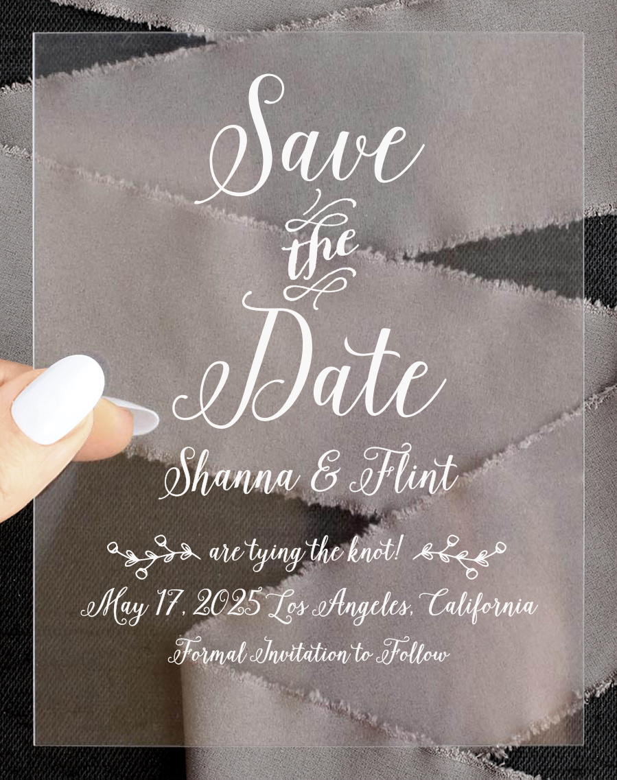 Rustic Foliage Clear Save the Date Cards