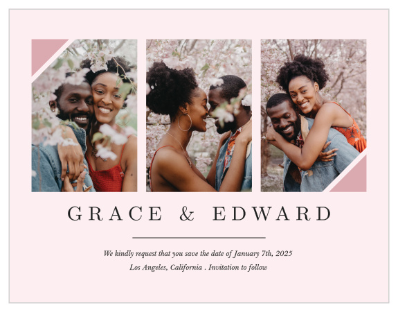 Our Photo Perfection Save the Date Magnet is the perfect way to show off photos of the newly engaged couple.