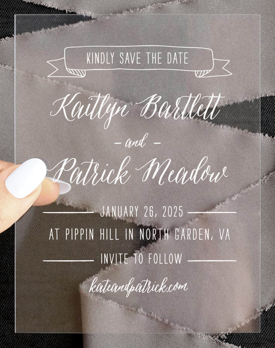 Chalkboard Inscription Clear Save the Date Cards