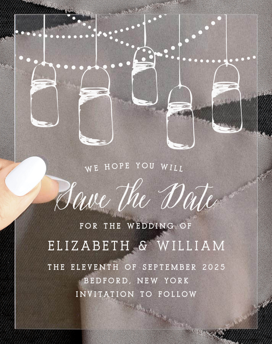 Lantern Lights Clear Save the Date Cards