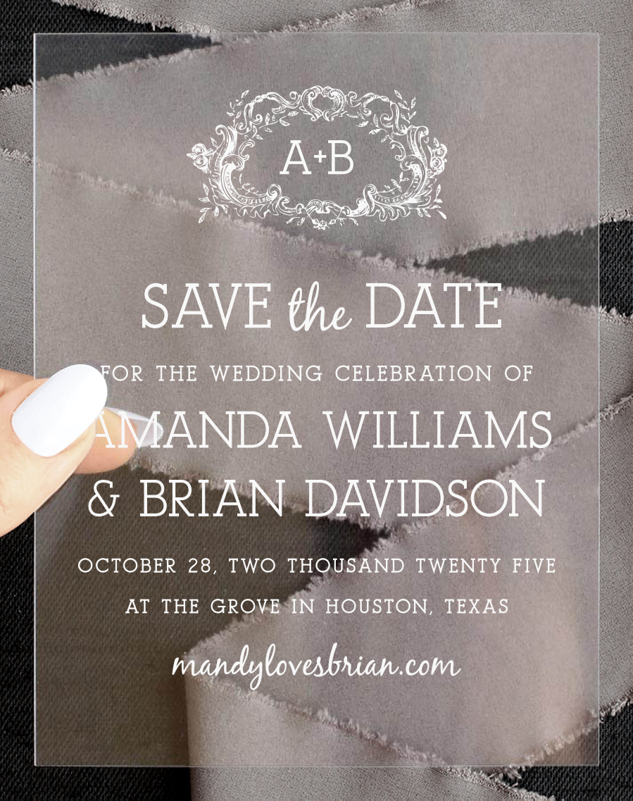 Simple Cursive Clear Save the Date Cards
