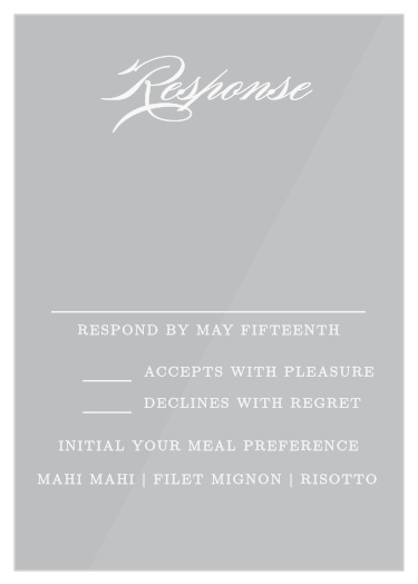 The Simple Frame Clear Response Cards are a beautiful yet simple way to have your guests respond to your wedding day.