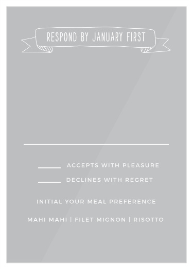 Announce your wedding with the playful hand-drawn banner of the Chalkboard Inscription Clear Response Cards.