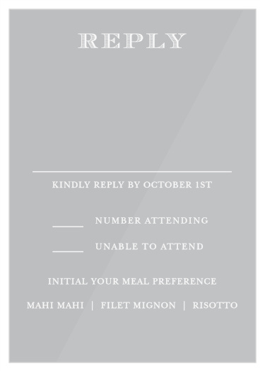 The Cheri Clear Response Cards feature a bold type and is printed on real transparent vinyl!