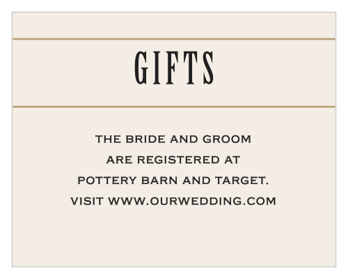 Guide guests to your wedding registries with the elegantly contemporary design of the Diamond Field Registry Cards.