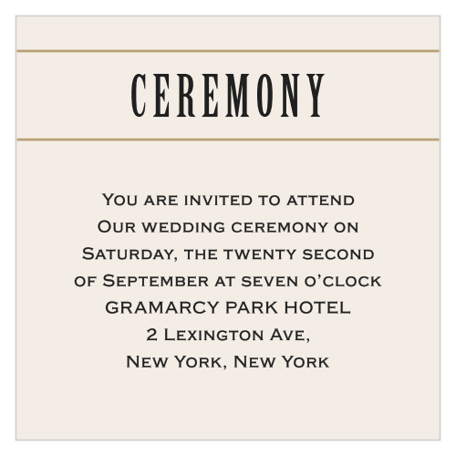 Invite guests to your wedding ceremony with the contemporary elegance of the Diamond Field Ceremony Cards.
