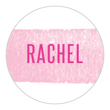 The light pink watercolor stroke that's been brushed across our Watercolor Stripes Bat Mitzvah Stickers makes a perfect background for your daughter's name in a warm watermelon pink.