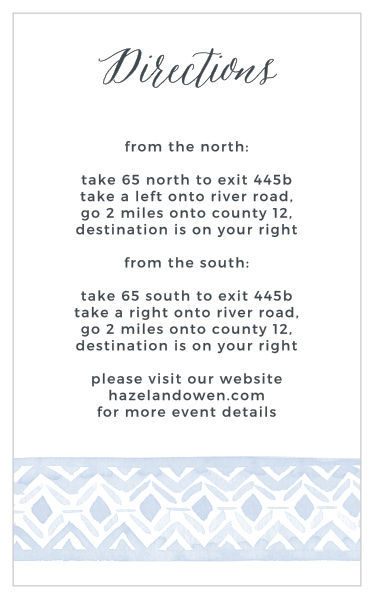 Direct your guests to your daughter's coming of age celebration with Watercolor Ikat Bat Mitzvah Direction Cards.