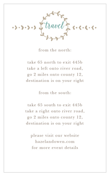 Back to Nature Bat Mitzvah Direction Cards match perfectly with the simple, elegant look of the Back to Nature themed invitations.