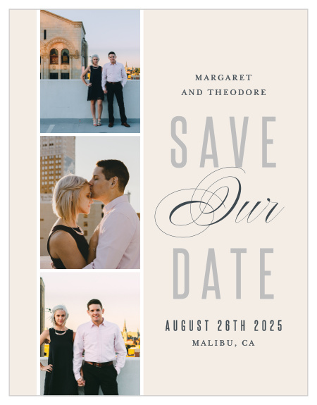 Announce your big news while showing off your engagement photos, using our Traditionally Formal Save the Date Magnets!