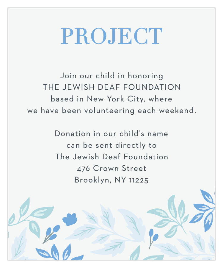 Floral Star Bat Mitzvah Project Cards