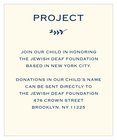 The Lovely Lettering Bat Mitzvah Project Cards retain the simply, classic feel of the matching invitation set.