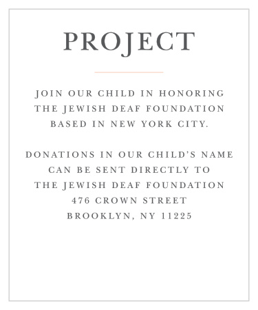 Once you've chosen a project, keep your guests on the same page with Thrilling Thirteen Bat Mitzvah Project Cards.