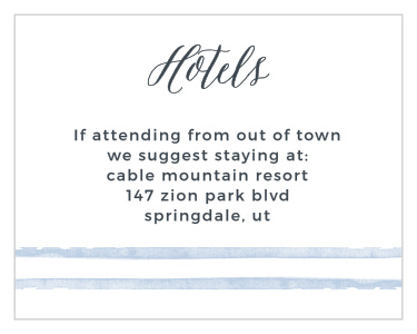 Your guests can take advantage of your local hotel knowledge with our Watercolor Ikat Bat Mitzvah Lodging Cards.