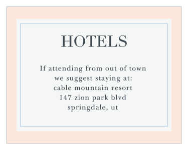 A color frame and border encircle the Pomegranate Bouquet Bat Mitzvah Lodging Cards.