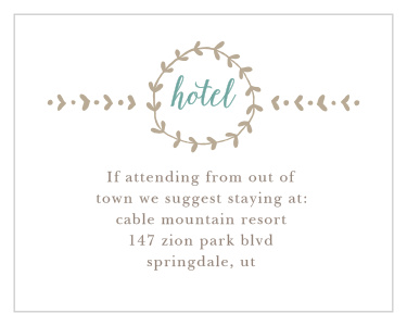 The Back to Nature Bat Mitzvah Lodging Cards keep the same fun and free look and feel as the rest of the Back to Nature invitation set.