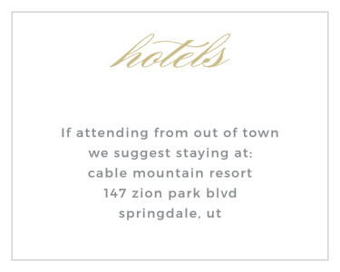 With its simple feel the Golden City Bat Mitzvah Lodging Cards is the perfect addition to your invitation set.