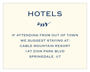 Beautiful simplicity makes the Lovely Lettering Bat Mitzvah Lodging Cards an excellent enclosure card to include in your invitation set.