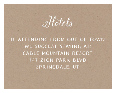 Help your guests find the best accommodations with Rustic Party Bat Mitzvah Lodging Cards.