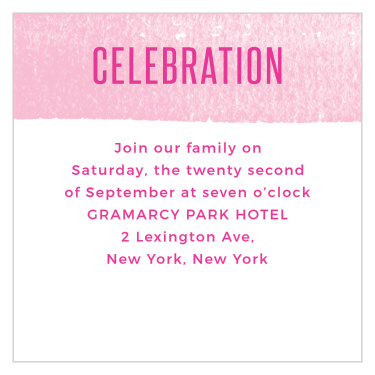 With a single, broad watercolor stroke to highlight the title, our Watercolor Stripes Bat Mitzvah Reception Cards are a practice in simple beauty.