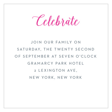 A celebration isn't quite right without food and mingling, so let your guests know where the reception is with our Candy Party Bat Mitzvah Reception Cards.