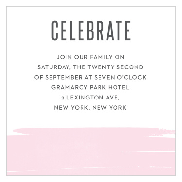 Guarantee that your guests know where the party is with the Pleasant Paintbrush Bat Mitzvah Reception Cards.